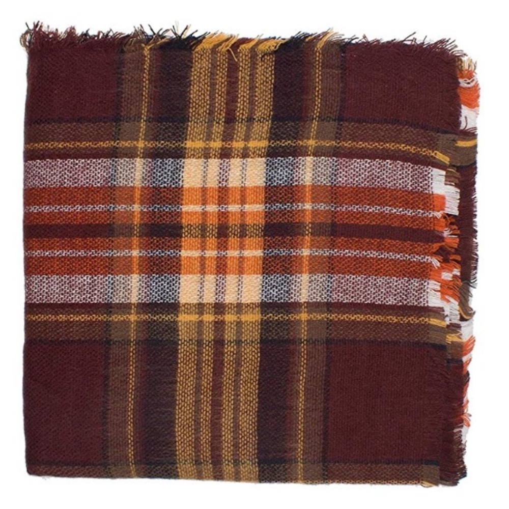 🆕 NWOT Fall Autumnal Orange & Yellow Plaid Scarf - Picture 4 of 4